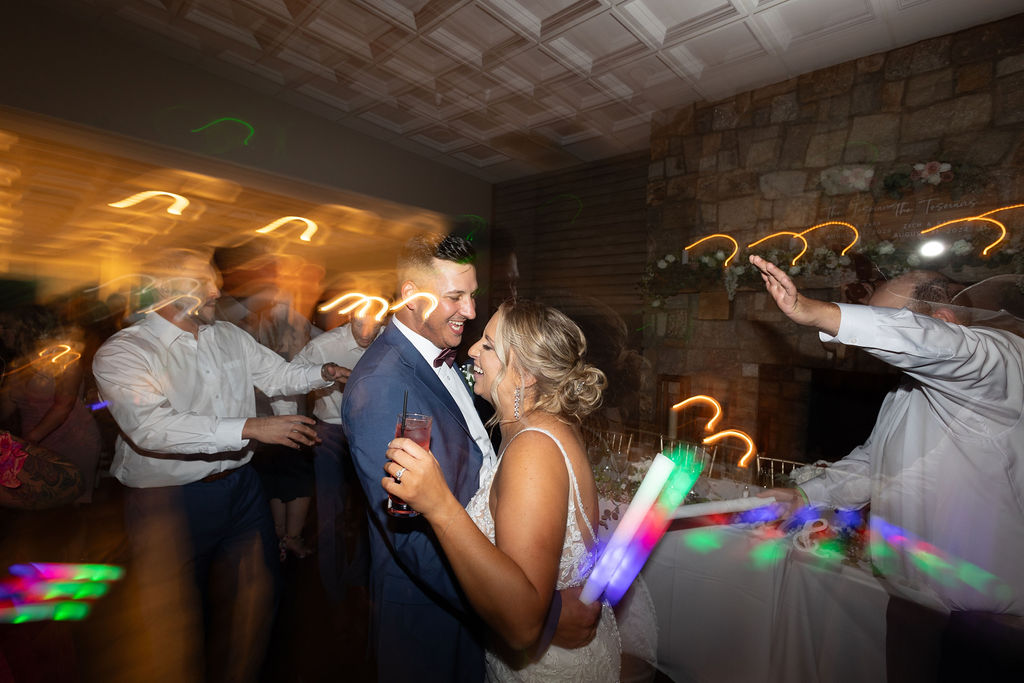 Bride and Groom dancing at wedding reception at Atlas Valley Golf Club in Grand Blanc MI