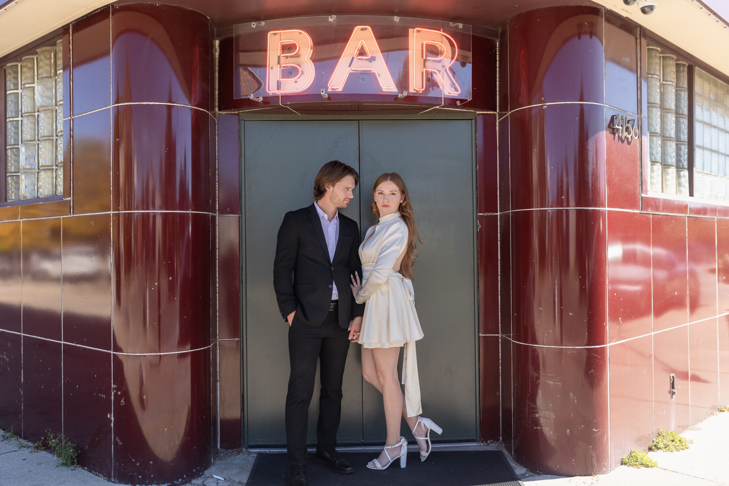 Bar engagement photos at Willis Show Bar in Detroit Michigan by Savvy Shoots Photography