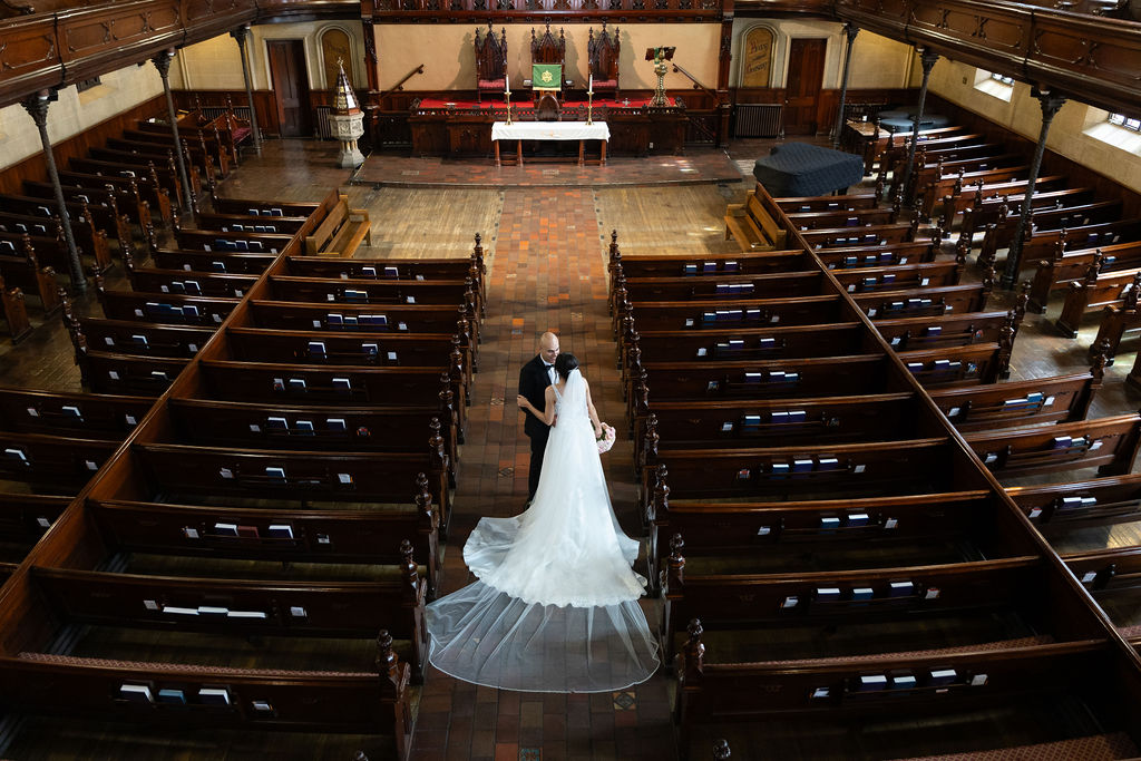 Bride and Groom Detroit Church Wedding Photographer