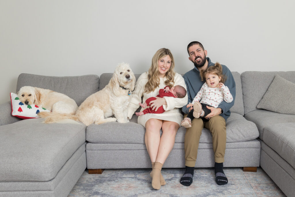 Family smiles for picture during Clarkston family photography