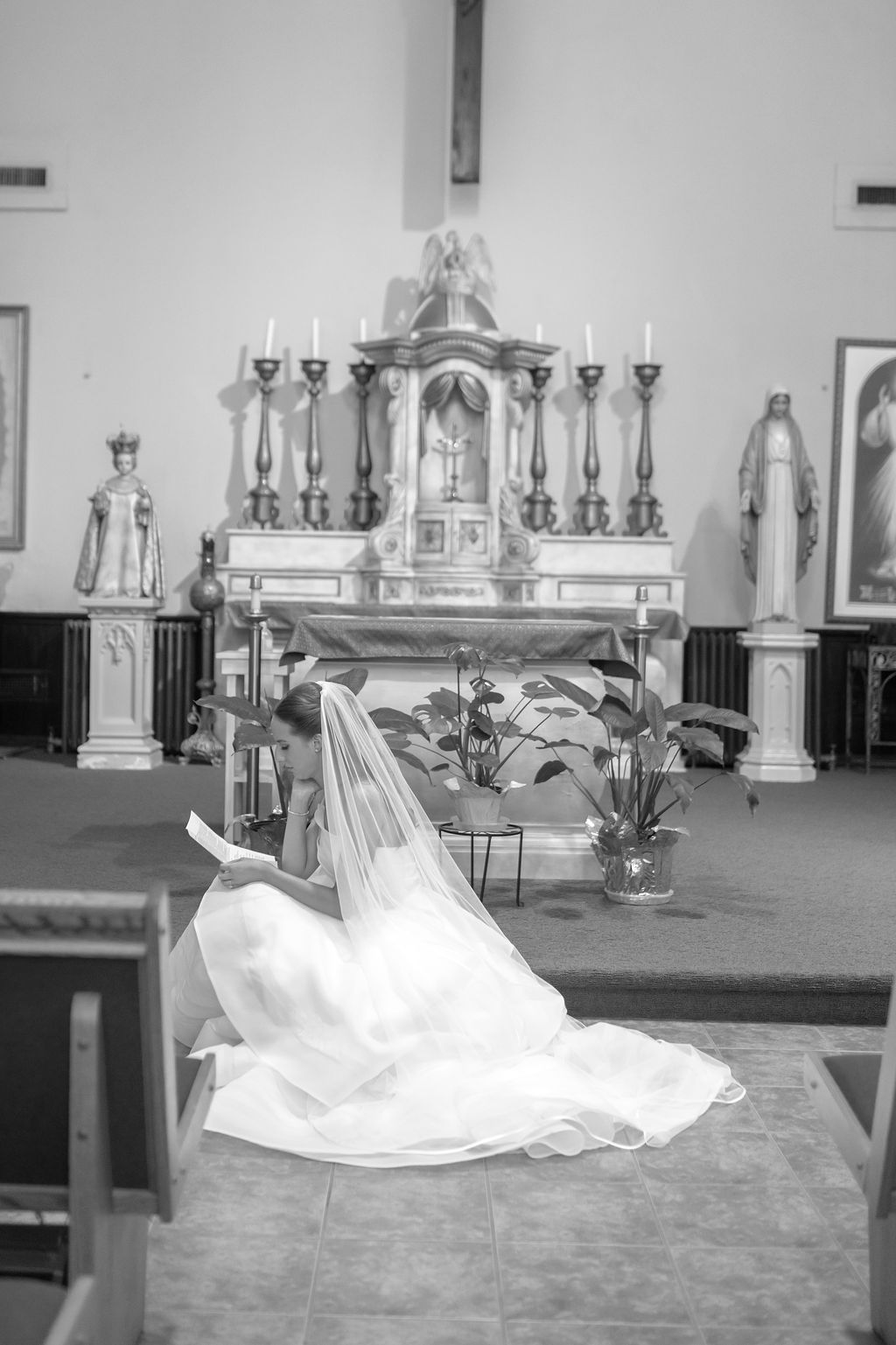 Bride reads vows during Downtown Saint Anne Detroit Ceremony