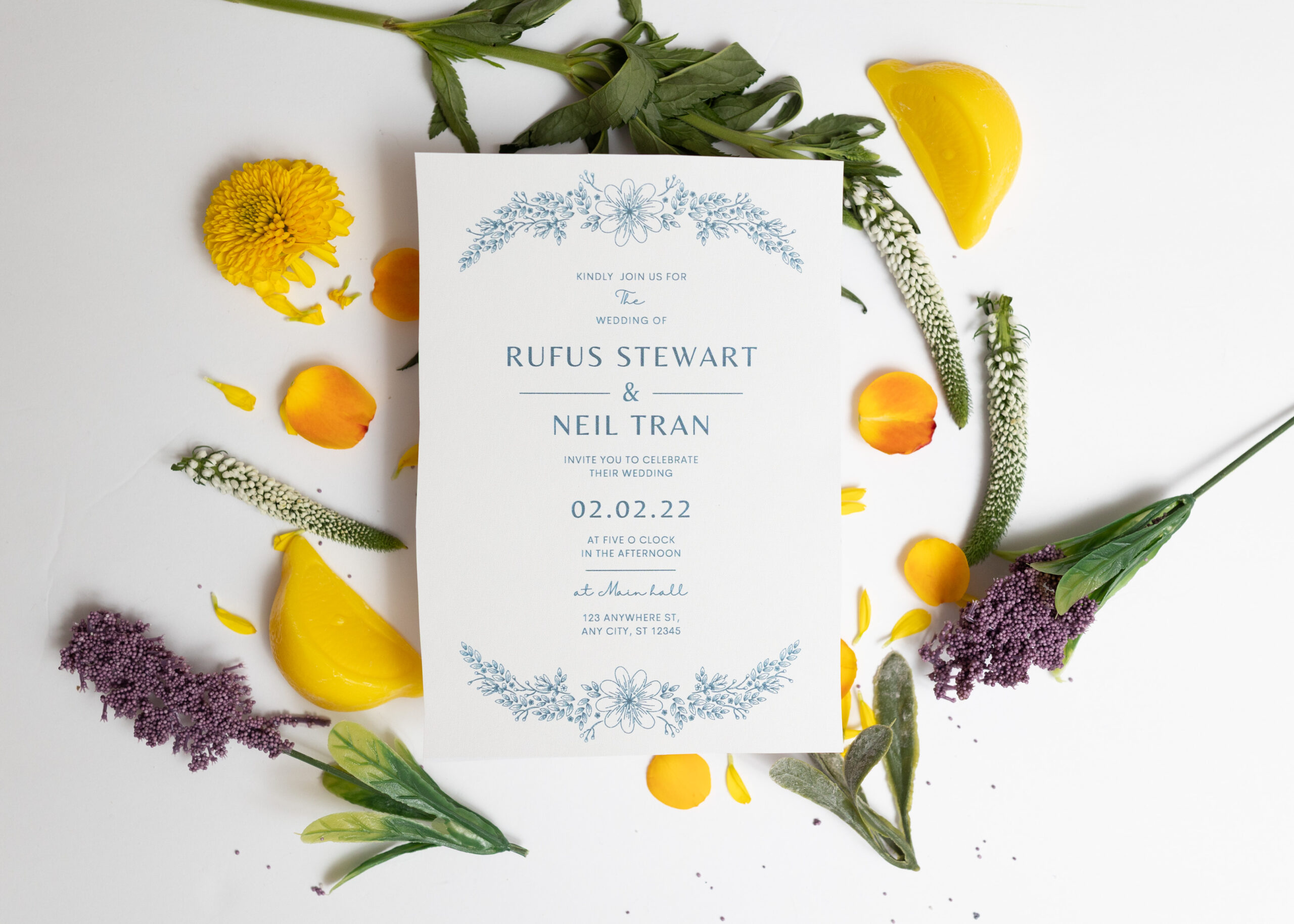 Wedding invitation displayed for wedding detail photos 