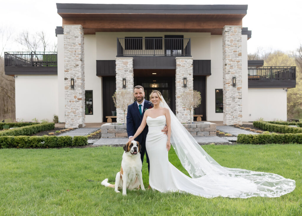 Bride and groom take wedding photos at Hidden Grove Estate