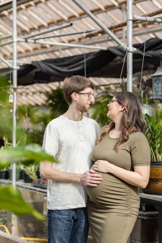 Maternity photography in greenhouse in Oakland County MI